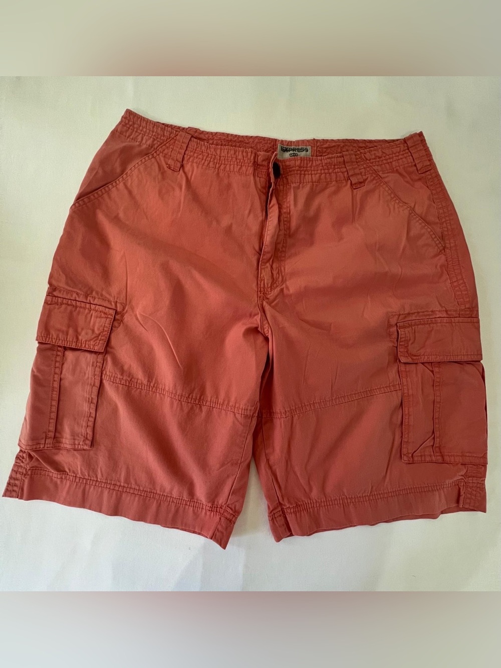 Express Men's Cargo Shorts in Coral Red